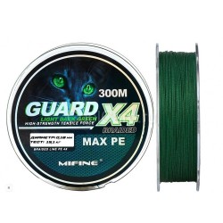 Шнур плетённый MIFINE GUARD GREEN X4 BRAIDED Зелёный 300м. 0,30мм. 27,5кг