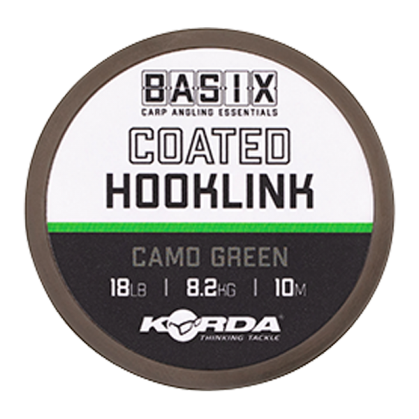 KORDA Поводковый материал Basix Coated Hooklink 18lb 10м Camo green