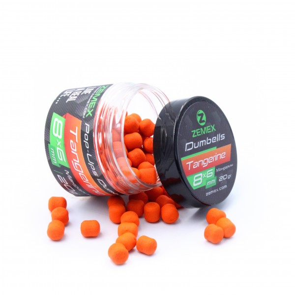 Бойлы плавающие ZEMEX Pop-Ups Dumbells Tangerine / Мандарин, 8х6 мм