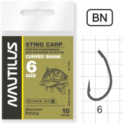 Крючок Nautilus Sting Carp Curved Shank S-1141BN № 6