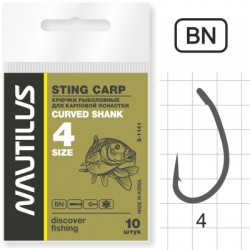 Крючок Nautilus Sting Carp Curved Shank S-1141BN № 4