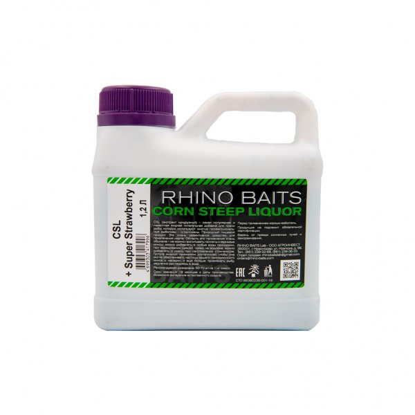 Ликвид Rhino Baits Baits Booster Liquid Food CSL + Super Strawberry (кукурузный ликер + супер клубника), канистра 1,2 литра