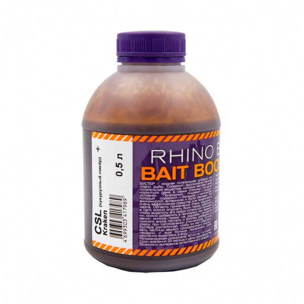 Ликвид Rhino Baits Baits Booster Liquid Food CSL + Kraken (кукурузный ликер + кальмар и фрукты), банка 0,5 литра