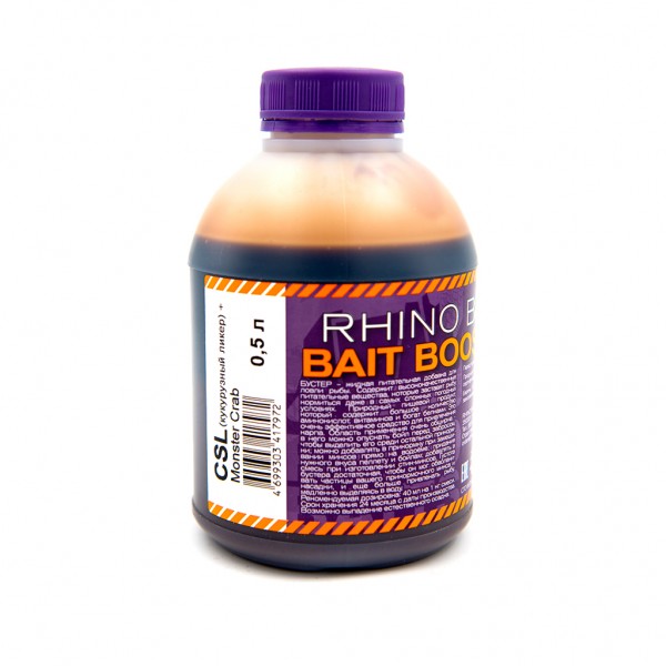Ликвид Rhino Baits Booster Liquid Food CSL + Monster Crab (кукурузный ликер + краб и черный перец), банка 0,5 литра