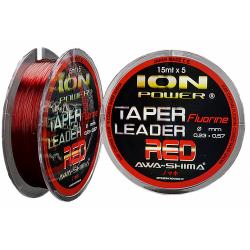 Шок лидер конусный красный ION POWER FLUORINE RED TAPER LEADERS 15MT X 5 LEADERS, 0.23-0,57mm
