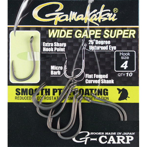 Крючок GAMAKATSU G-CARP WIDE GAPE SUPER, размер 4