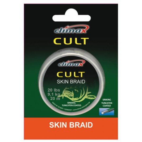 Поводковый материал в матовой оплетке Climax CULT Skin Braid 20lb 15m camou brown mat finish NEW 2018